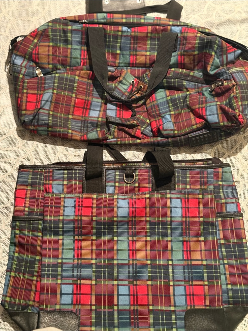 Sydney Love Red & Blue Tartan Plaid Duffel Set